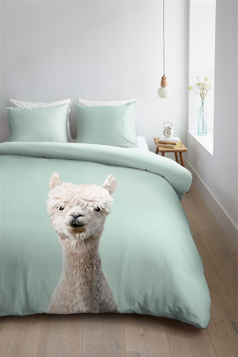 Foto van een Ambiante Alpaca Dekbedovertrek - Tweepersoons - 200x200/220 - Groen ean nummer: 8719931066659