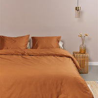 Foto van een Ambiante Cotton Uni Dekbedovertrek - Eenpersoons - 140x200/220 - Oranje ean nummer: 8719931433888