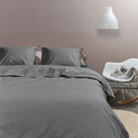 Ambiante Cotton Uni Grey dekbedovertrek grijs NL 1 persoons (140 x 200/220cm)