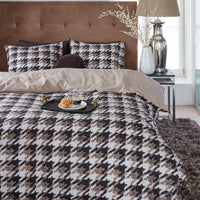 Rivièra Maison Pied de Poule Sand dekbedovertrek beige NL Lits-jumeaux (240 x 200/220 cm)