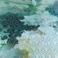 Foto van een Kardol Metamorphose Dekbedovertrek - Eenpersoons - 140x200/220 - Blauw Groen ean nummer: 8719931575847