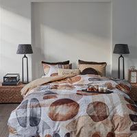 Rivièra Maison Broc Natural dekbedovertrek bruin NL Lits-jumeaux (240 x 200/220 cm)
