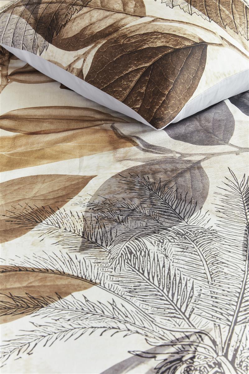 Fusion Dekbedovertrek met natuurlijk blad, eenpersoons (140 x 200 cm), omkeerbaar ontwerp