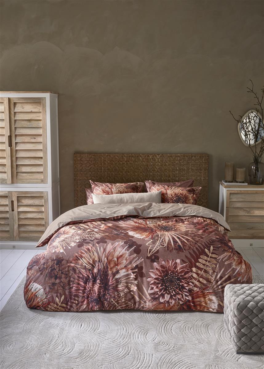 Satin d'Or Satijnstreep dekbedovertrek - Terracotta Satin d'Or Satijnstreep dekbedovertrek - Terracotta