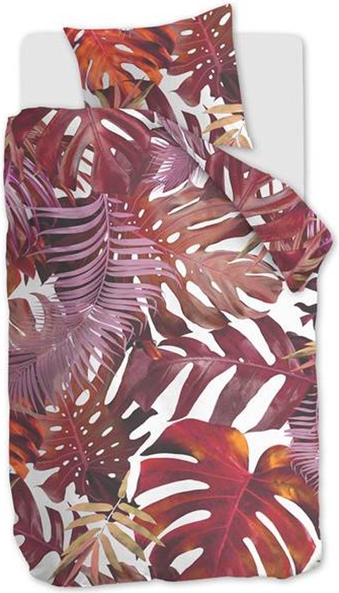 Ambiante Noëlle Red dekbedovertrek - eenpersoons 140 x 200/220 cm - Rood roze