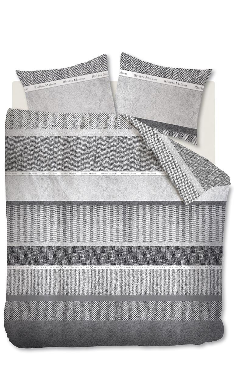 Rivièra Maison Winter Club Grey dekbedovertrek grijs NL 1 persoons (140 x 200/220cm)