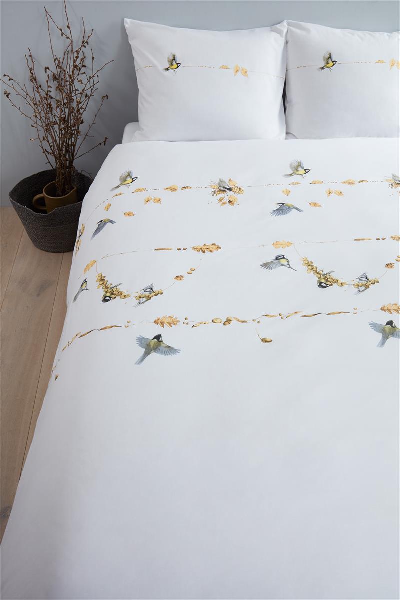 Marjolein Bastin Autumn Birds Natural dekbedovertrek wit NL 1 persoons (140 x 200/220cm)