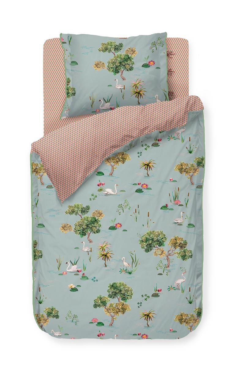 Foto van een Pip Studio Little Swan Dekbedovertrek - Eenpersoons - 140x200/220 - Grijs ean nummer: 8719931382070