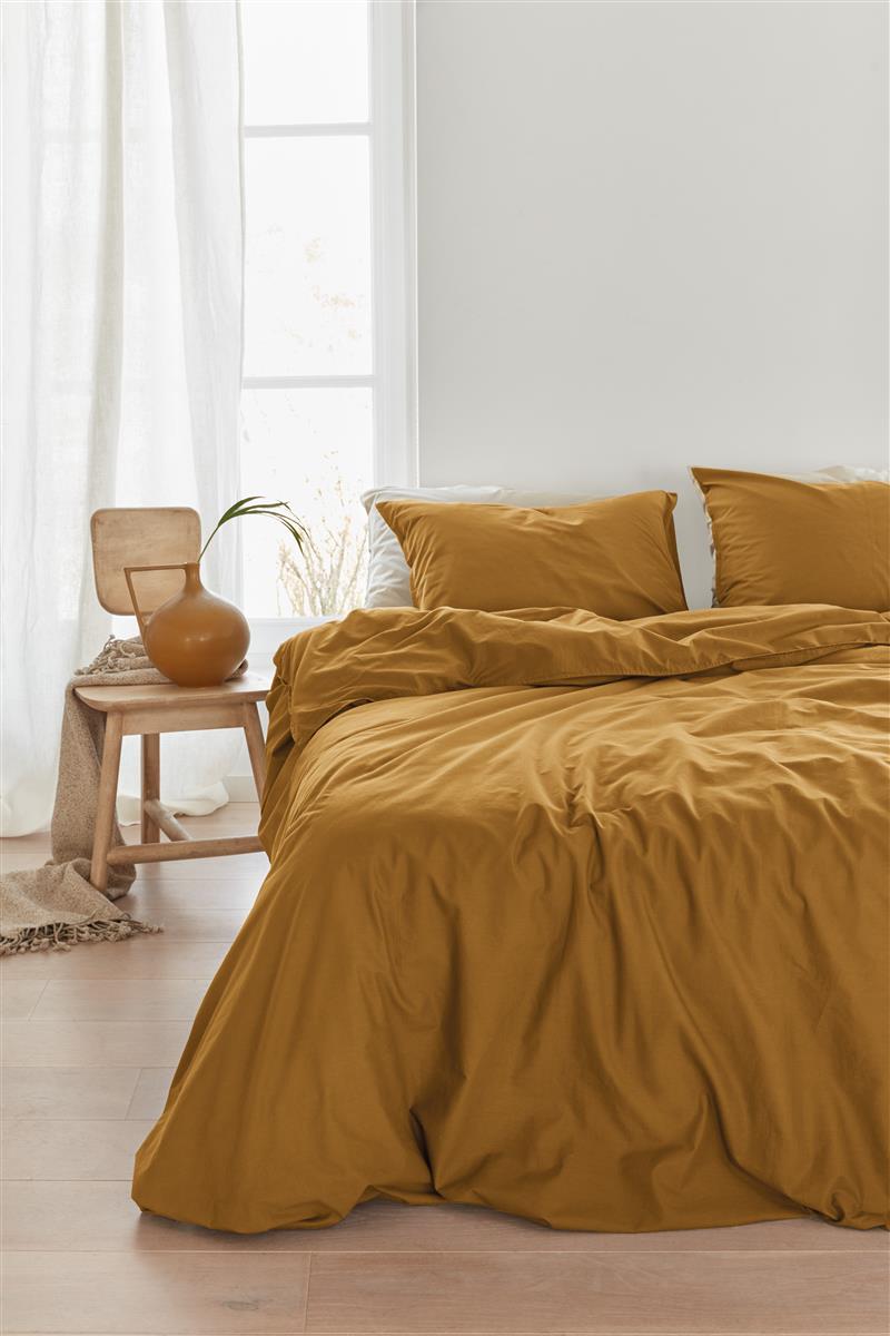 Beddinghouse Organic Basic Ochre dekbedovertrek ochre NL 1 persoons (140 x 200/220cm)