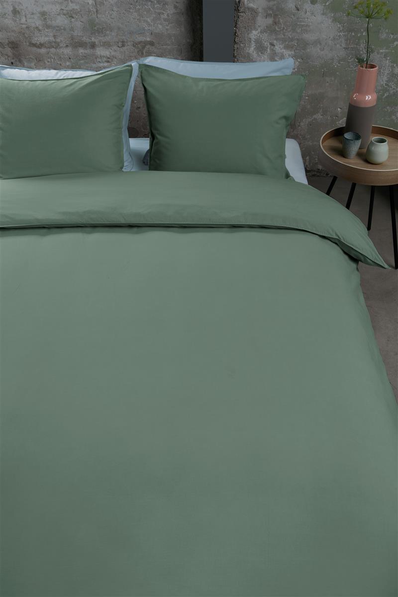 Foto van een Beddinghouse Organic Basic Dekbedovertrek - Eenpersoons - 140x200/220 - Groen ean nummer: 8719931399801