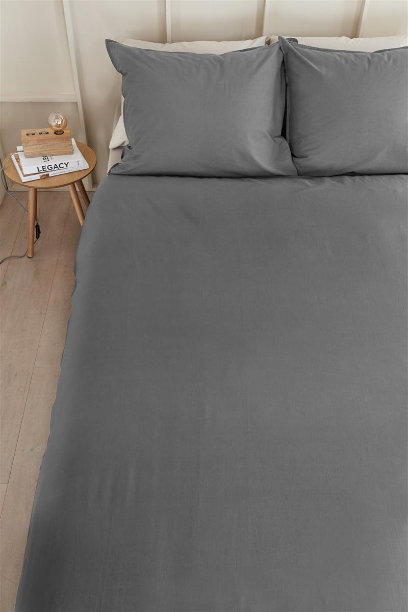 Beddinghouse Organic Basic Grey dekbedovertrek grijs NL 1 persoons (140 x 200/220cm)
