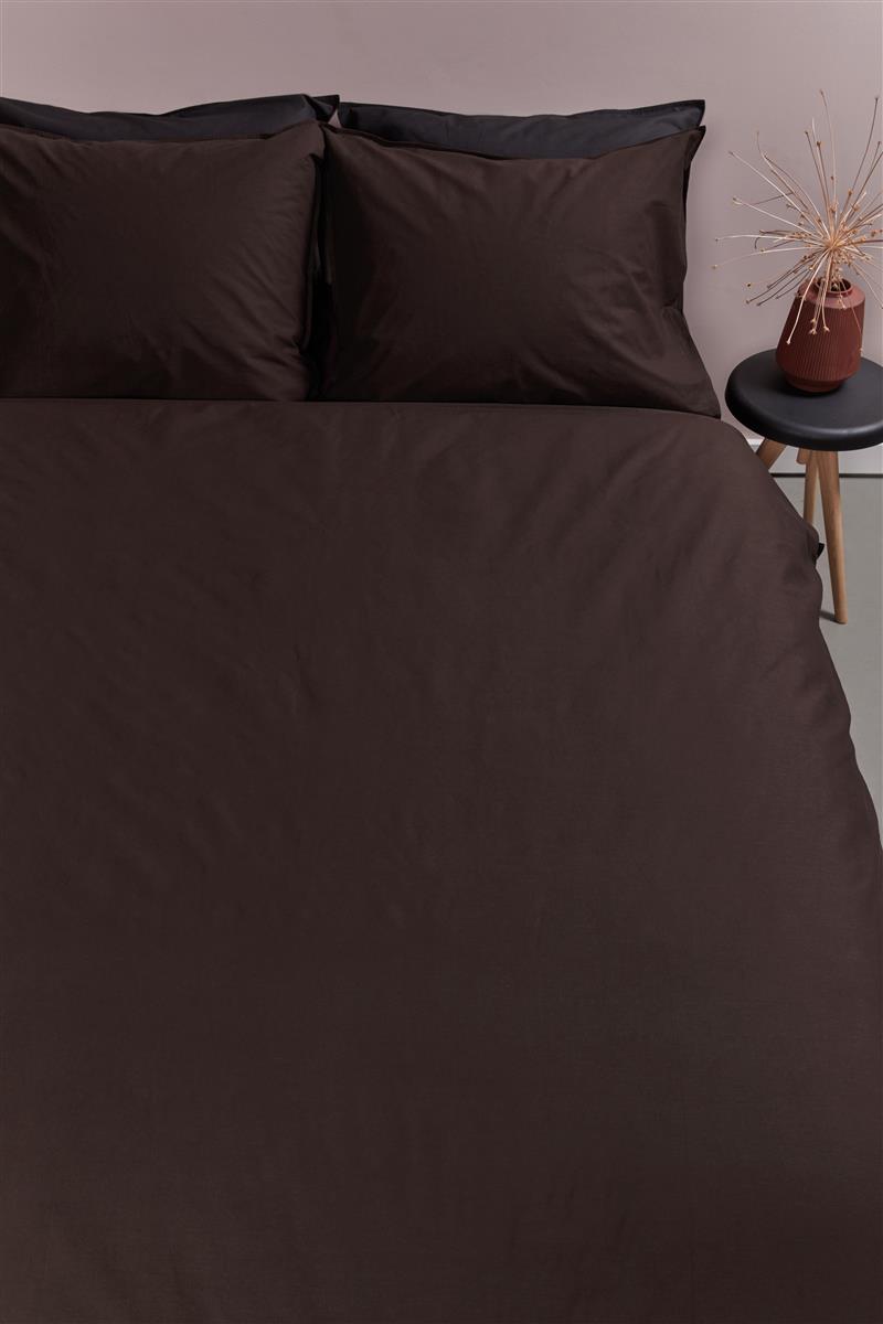 Foto van een Ambiante Cotton Uni Dekbedovertrek - Eenpersoons - 140x200/220 - Bruin ean nummer: 8719931433482