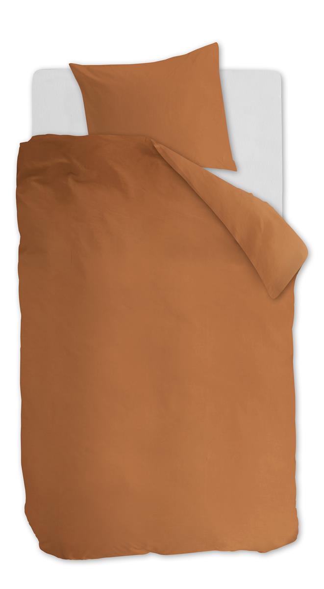 Foto van een Ambiante Cotton Uni Dekbedovertrek - Eenpersoons - 140x200/220 - Oranje ean nummer: 8719931433888