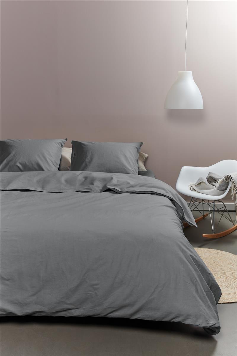 Ambiante Cotton Uni Grey dekbedovertrek grijs NL 1 persoons (140 x 200/220cm)