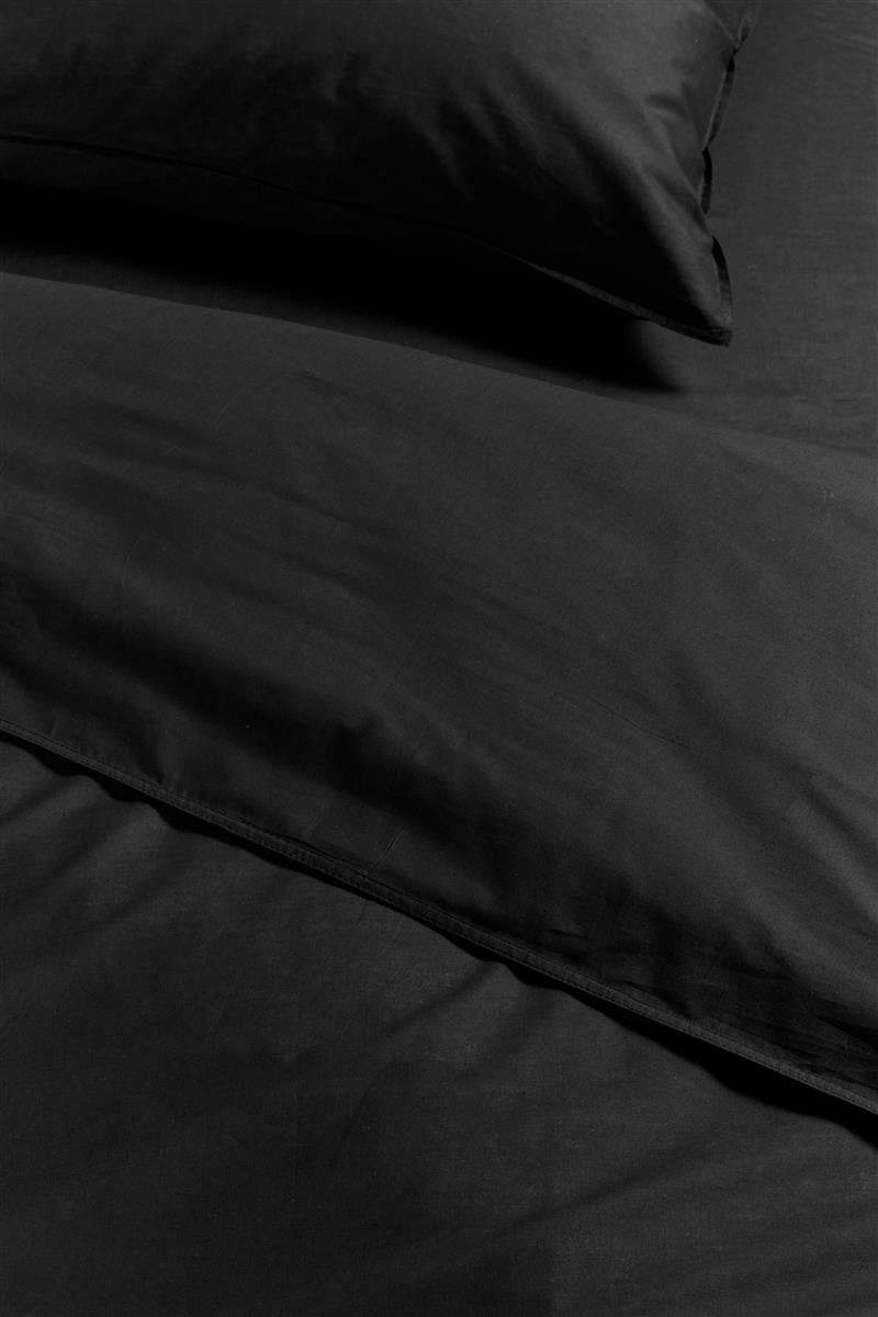 Foto van een Ambiante Cotton Uni Dekbedovertrek - Eenpersoons - 140x200/220 - Zwart ean nummer: 8719931434786