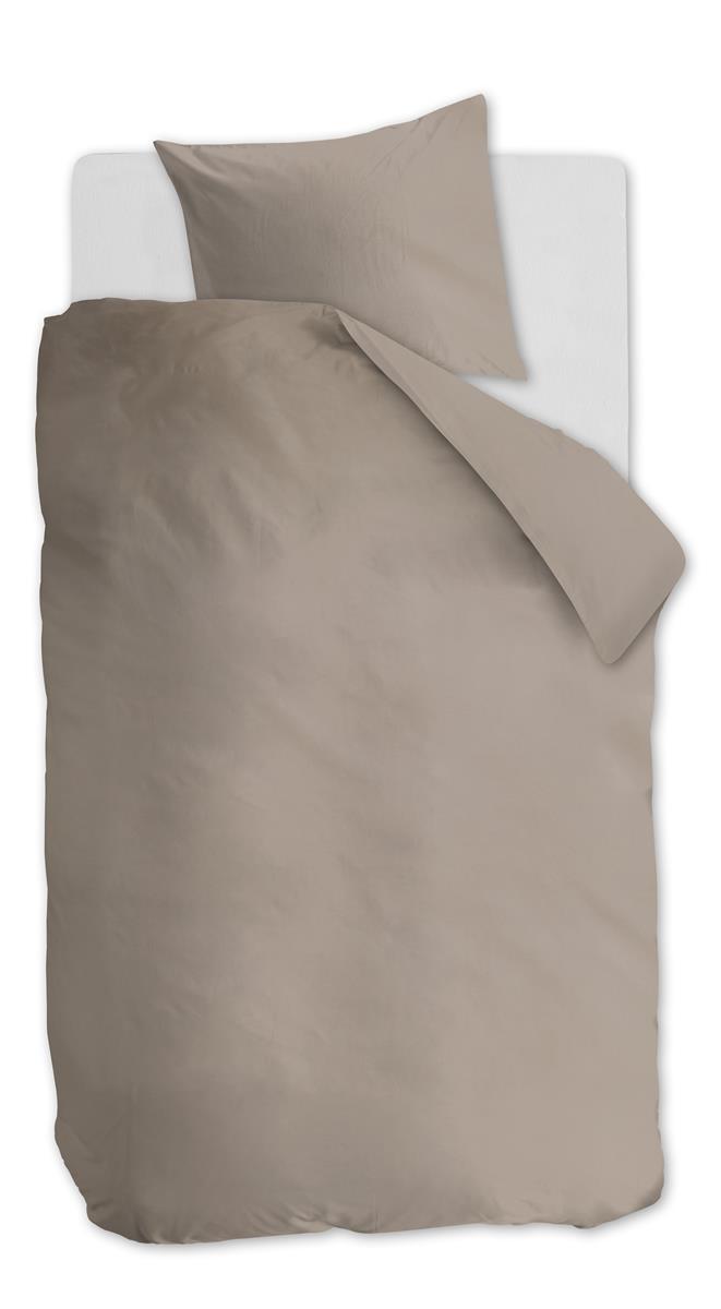 Ambiante Cotton Uni Taupe dekbedovertrek grijs NL 1 persoons (140 x 200/220cm)