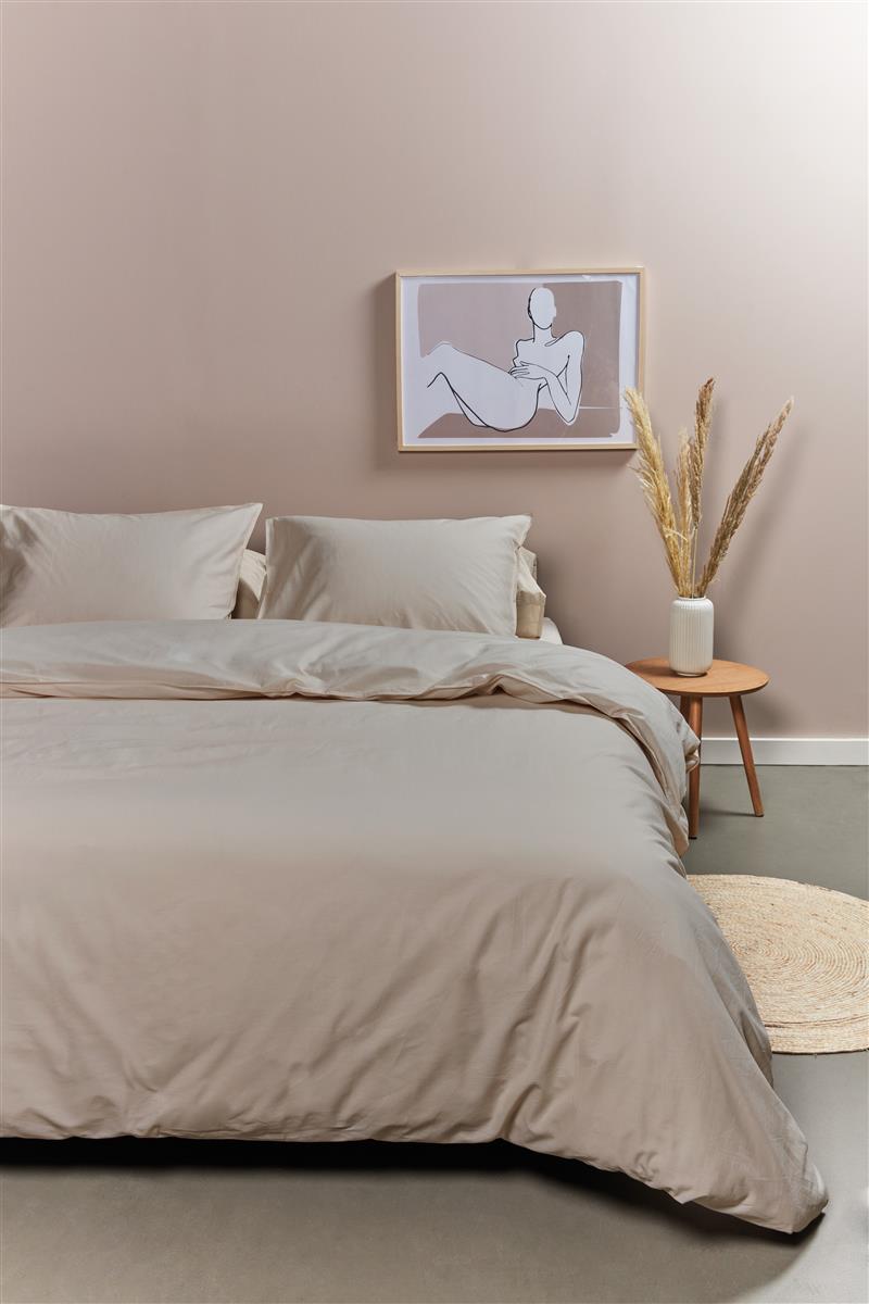 Foto van een Ambiante Cotton Uni Dekbedovertrek - Lits-Jumeaux - 260x200/220 - Taupe ean nummer: 8719931436254
