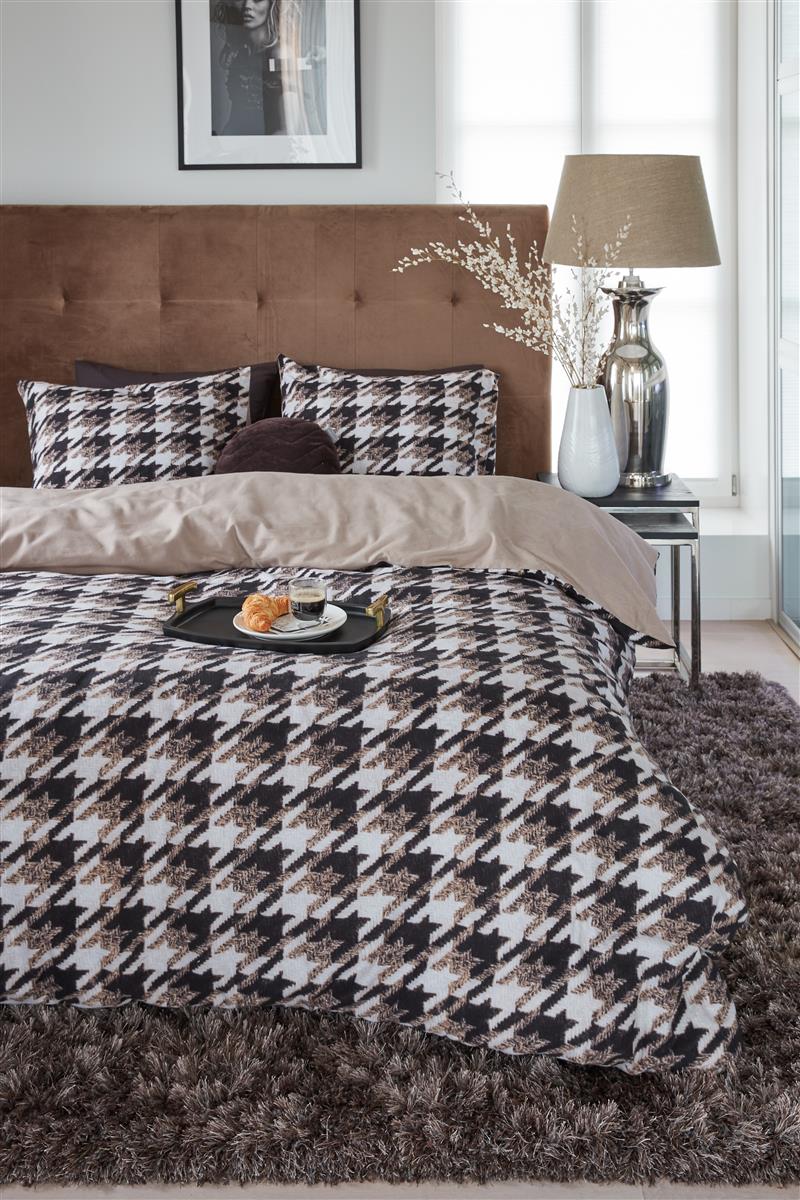 Rivièra Maison Pied de Poule Sand dekbedovertrek beige NL Lits-jumeaux (240 x 200/220 cm)