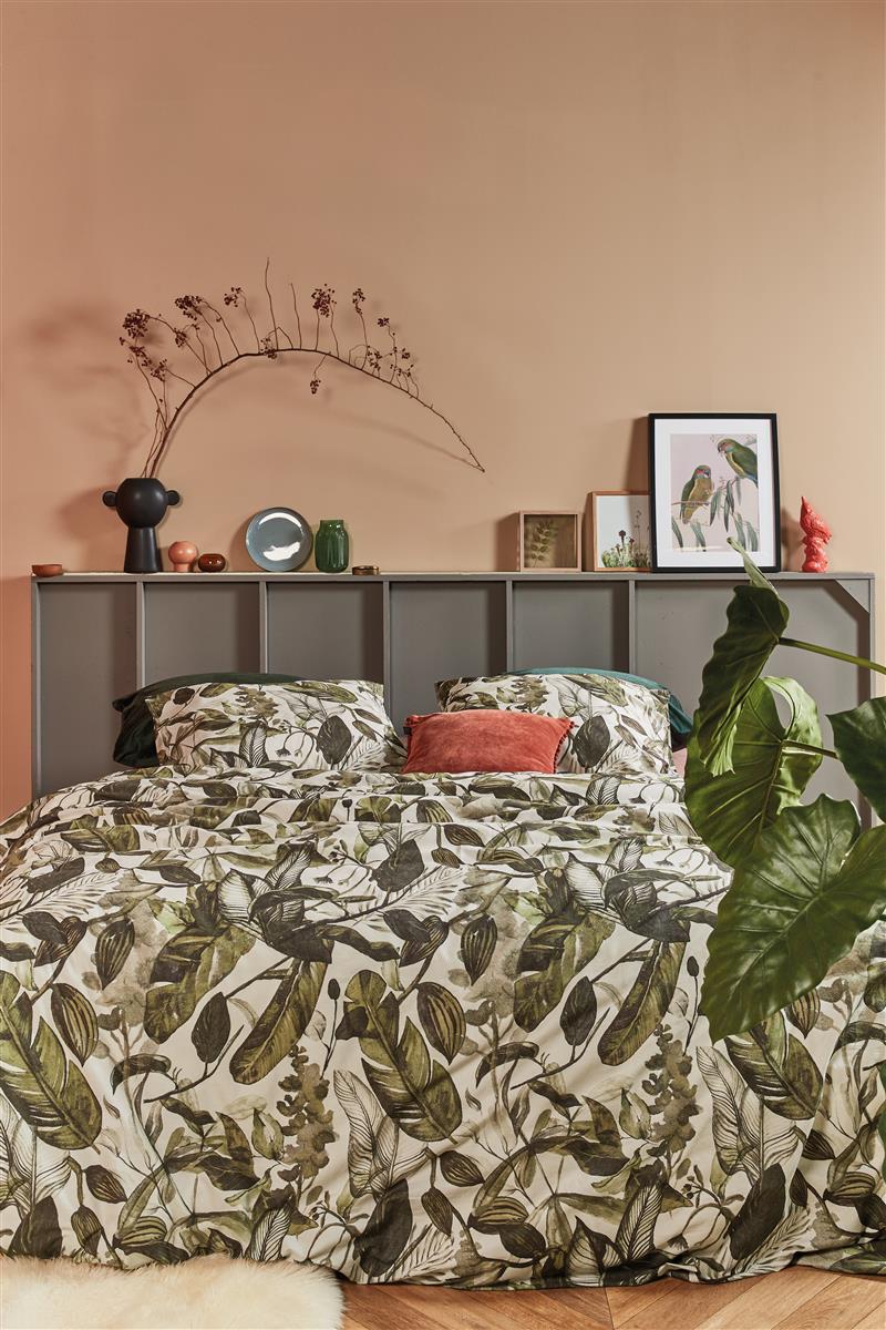 Foto van een At Home by Beddinghouse All Leaves Dekbedovertrek - Eenpersoons - 140x200/220 - Groen ean nummer: 8719931486662