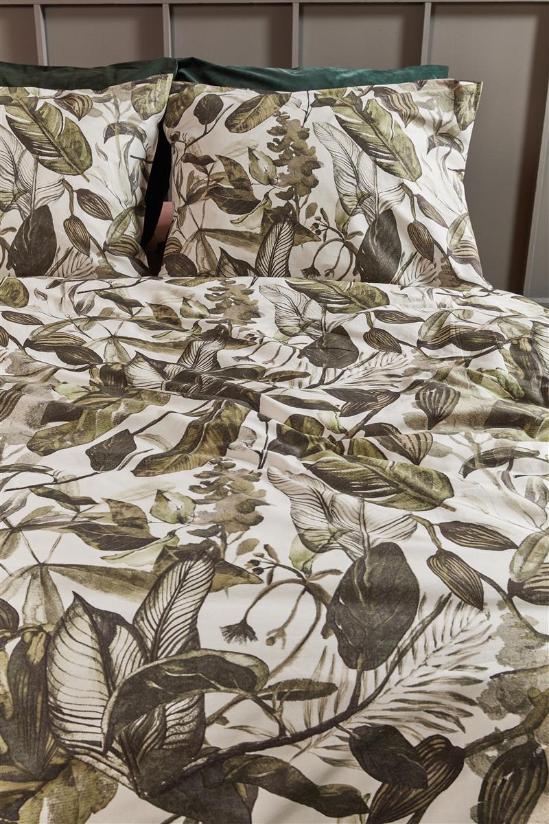 Foto van een At Home by Beddinghouse All Leaves Dekbedovertrek - Eenpersoons - 140x200/220 - Groen ean nummer: 8719931486662