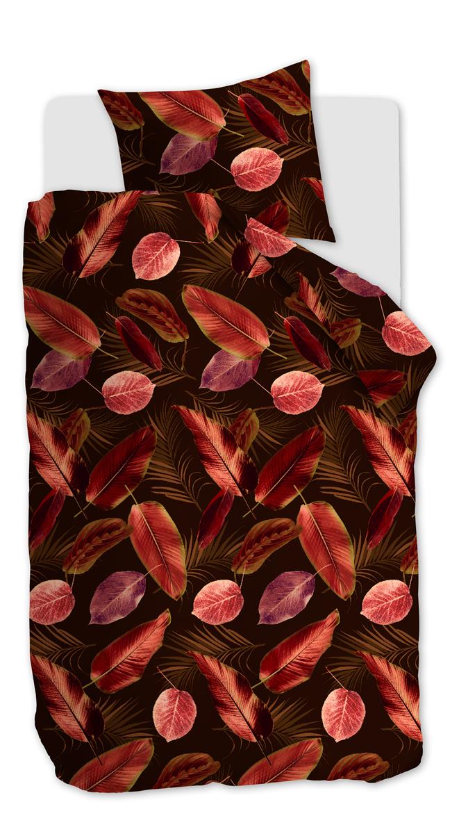Foto van een Ambiante Cordyline Dekbedovertrek - Eenpersoons - 140x200/220 - Rood ean nummer: 8719931533847