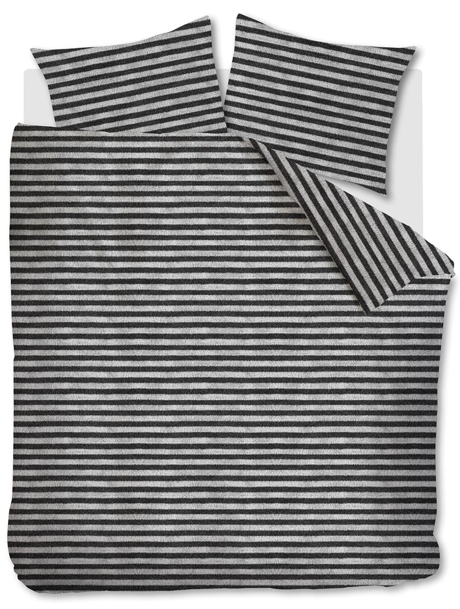 Foto van een Ariadne At Home by Beddinghouse Knit Stripes Dekbedovertrek - Lits-Jumeaux - 240x200/220 - Zwart Wit ean nummer: 8719931578701
