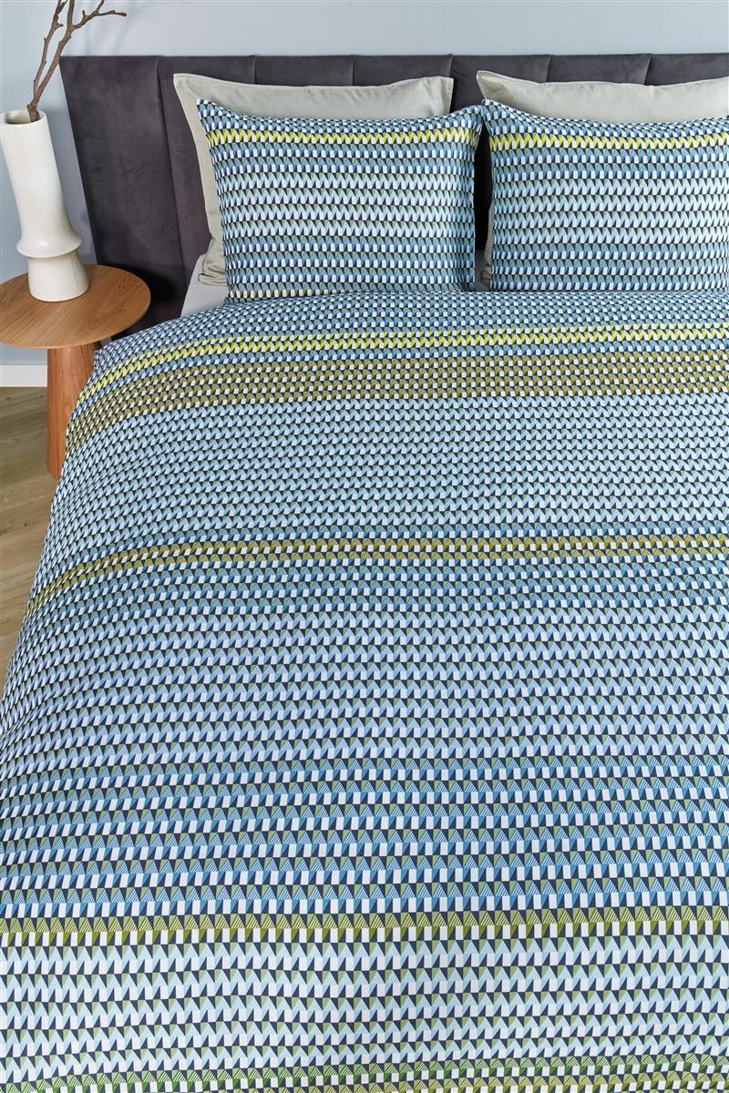 Foto van een Kardol Rhythm Dekbedovertrek - Lits-Jumeaux - 240x200/220 - Blauw Groen ean nummer: 8719931579463