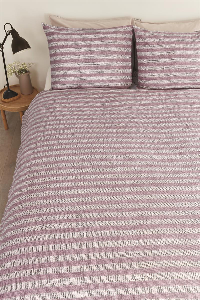 Ariadne at Home Knit stripes lila dekbedovertrek paars NL Lits-jumeaux (240 x 200/220 cm)