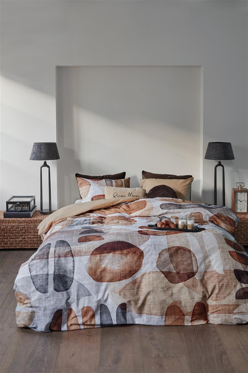 Rivièra Maison Broc Natural dekbedovertrek bruin NL Lits-jumeaux (240 x 200/220 cm)