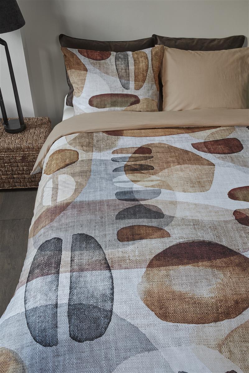 Rivièra Maison Broc Natural dekbedovertrek bruin NL Lits-jumeaux (240 x 200/220 cm)