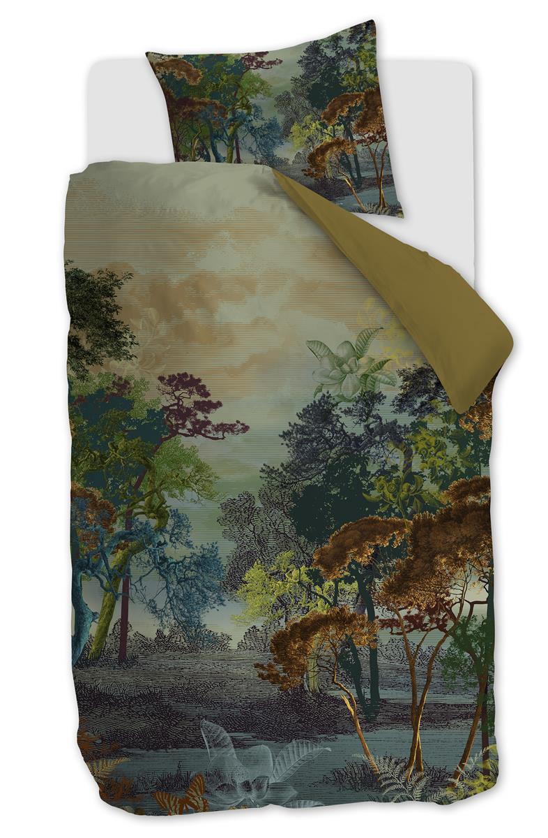 Foto van een Kardol Forest Gate Dekbedovertrek - Eenpersoons - 140x200/220 - Olijfgroen ean nummer: 8719931693879