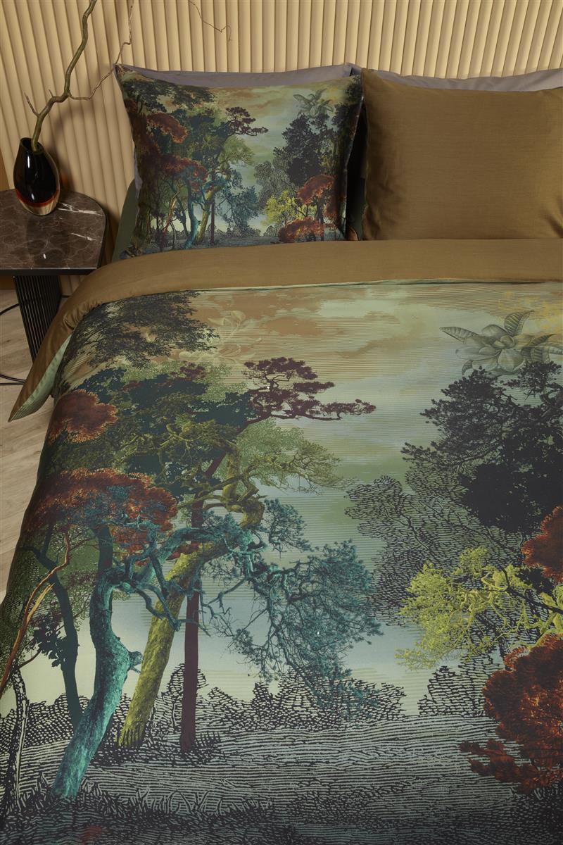 Foto van een Kardol Forest Gate Dekbedovertrek - Eenpersoons - 140x200/220 - Olijfgroen ean nummer: 8719931693879