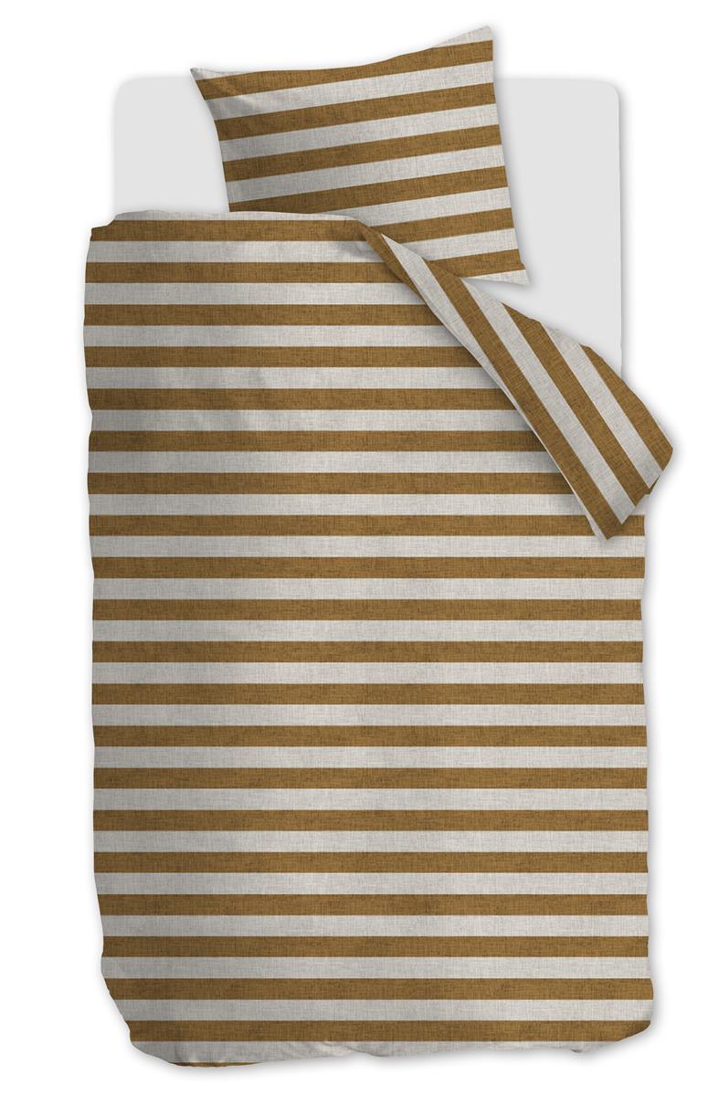 Foto van een vtwonen Bold Stripe Dekbedovertrek - Eenpersoons - 140x200/220 - Licht bruin ean nummer: 8719931694012