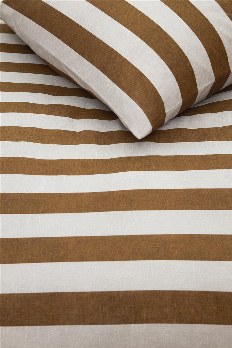 Foto van een vtwonen Bold Stripe Dekbedovertrek - Eenpersoons - 140x200/220 - Licht bruin ean nummer: 8719931694012