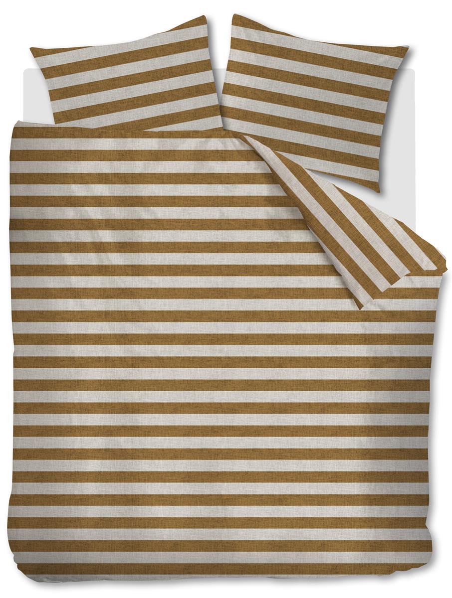 Foto van een vtwonen Bold Stripe Dekbedovertrek - Tweepersoons - 200x200/220 - Licht bruin ean nummer: 8719931694029