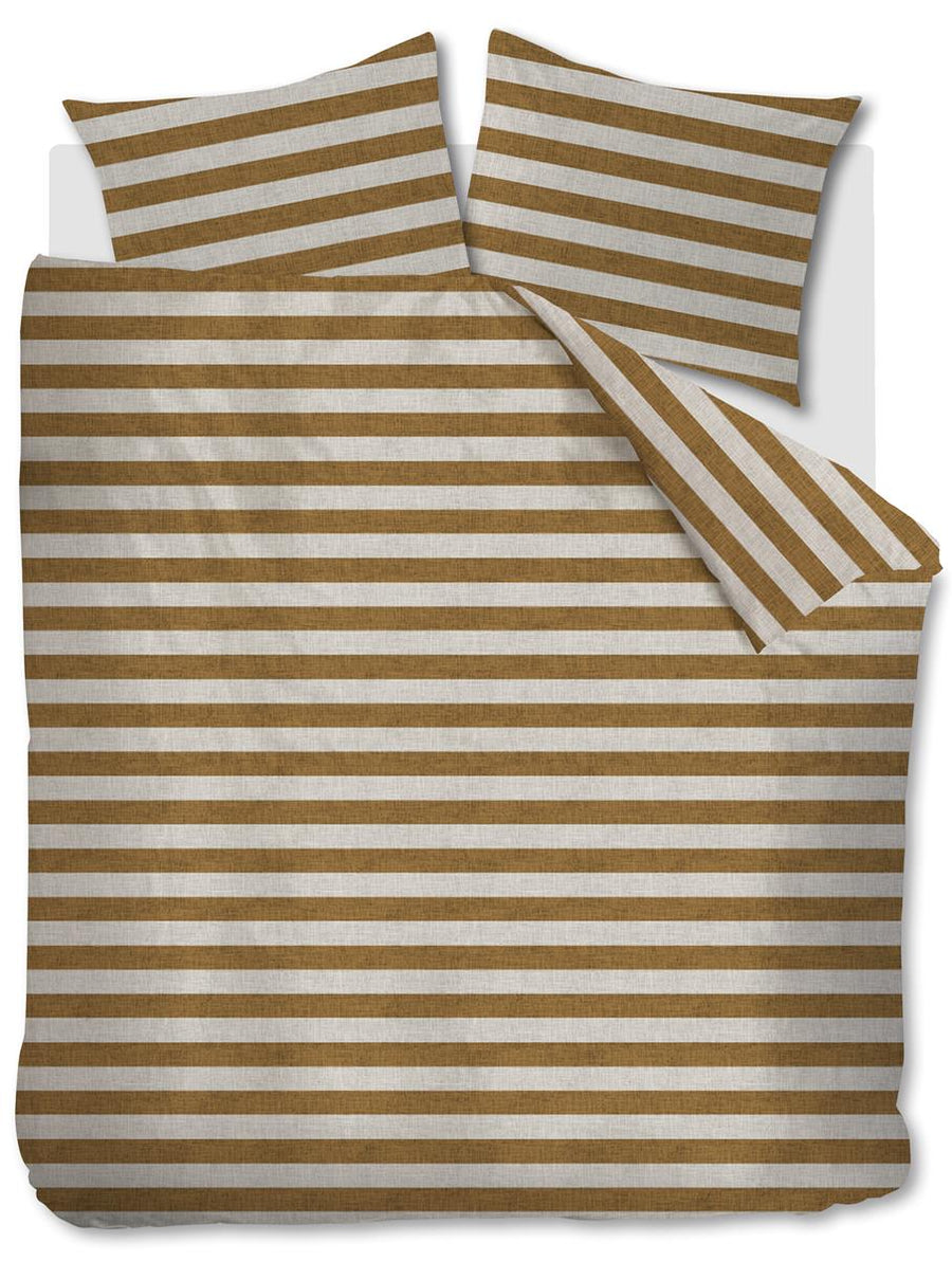 Foto van een vtwonen Bold Stripe Dekbedovertrek - Tweepersoons - 200x200/220 - Licht bruin ean nummer: 8719931694029