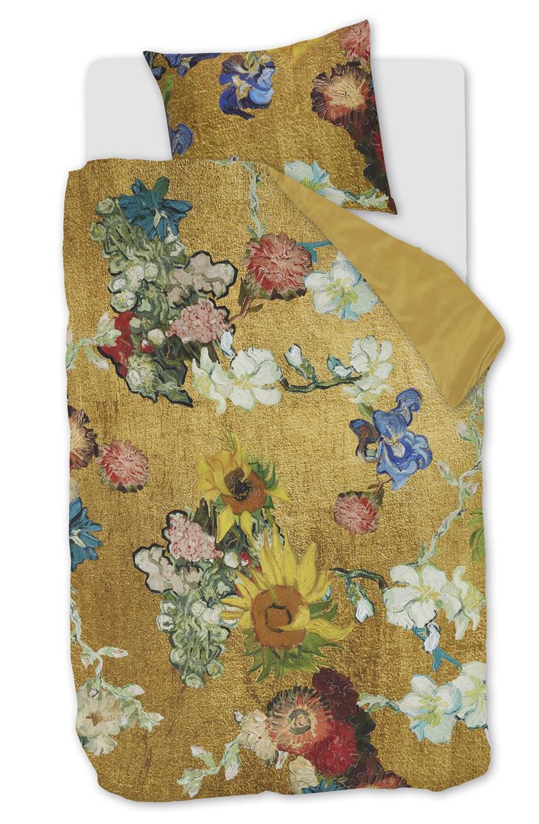 Foto van een Beddinghouse x Van Gogh Partout des Fleurs Dekbedovertrek - Eenpersoons - 140x200/220 - Goud ean nummer: 8719931785338