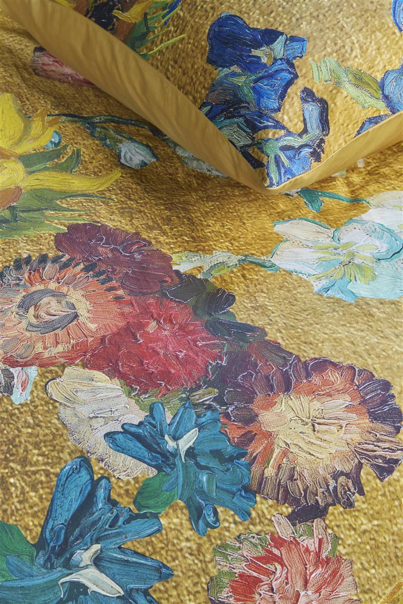 Foto van een Beddinghouse x Van Gogh Partout des Fleurs Dekbedovertrek - Eenpersoons - 140x200/220 - Goud ean nummer: 8719931785338