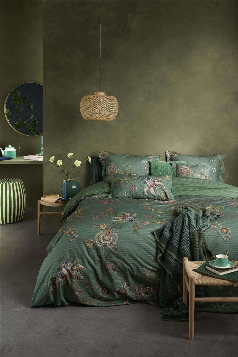 Foto van een Pip Studio Cece Fiore Dekbedovertrek - zonder kussensloop - Lits-Jumeaux - 240x200/220 - Groen ean nummer: 8719931947446