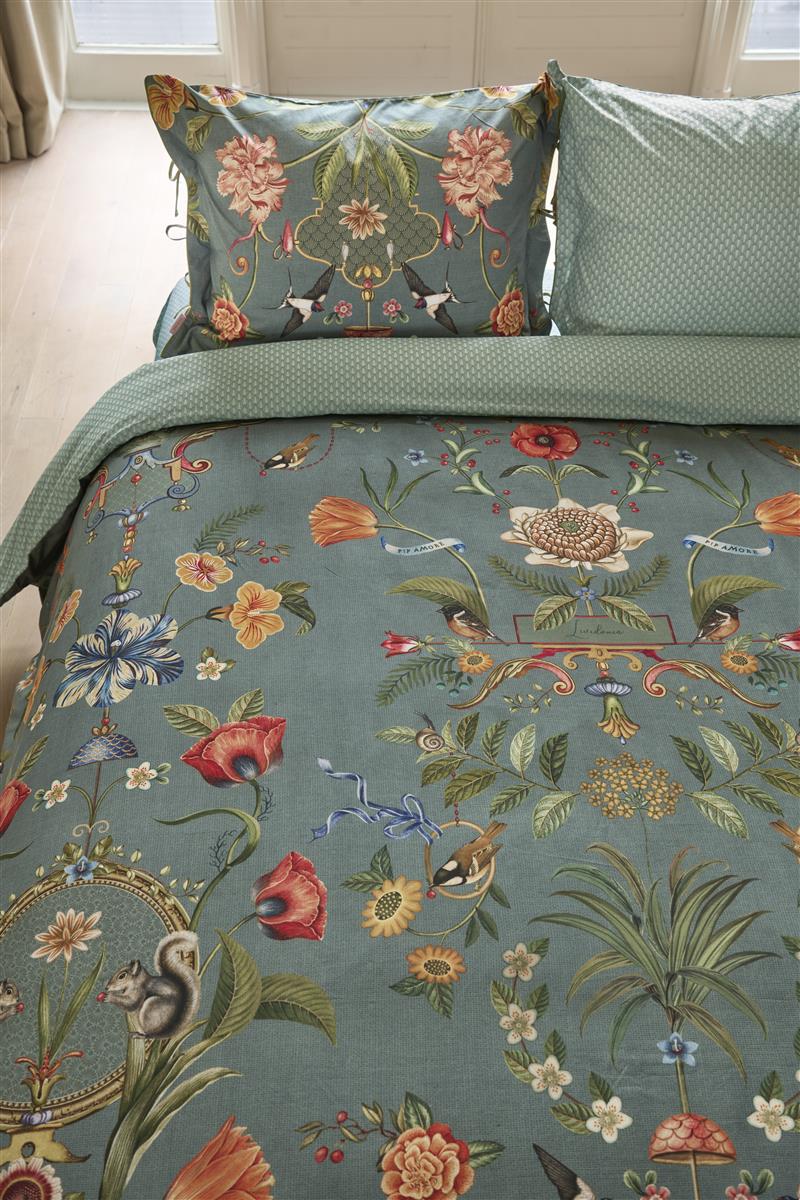 Foto van een Pip Studio Botanico Verde Dekbedovertrek - Eenpersoons - 140x200/220 - Blauw ean nummer: 8719931948207
