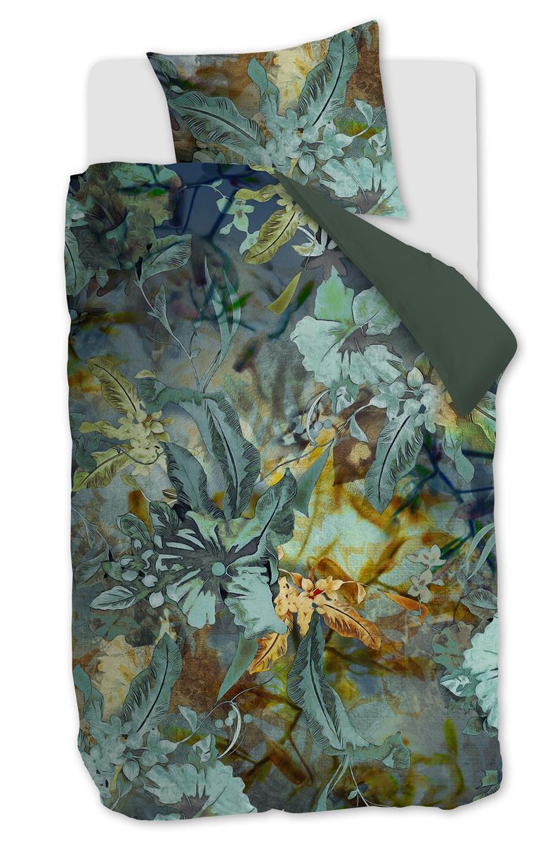 Foto van een Kardol Floral Embrace Dekbedovertrek - Eenpersoons - 140x200/220 - Blauw Groen ean nummer: 8719931957933