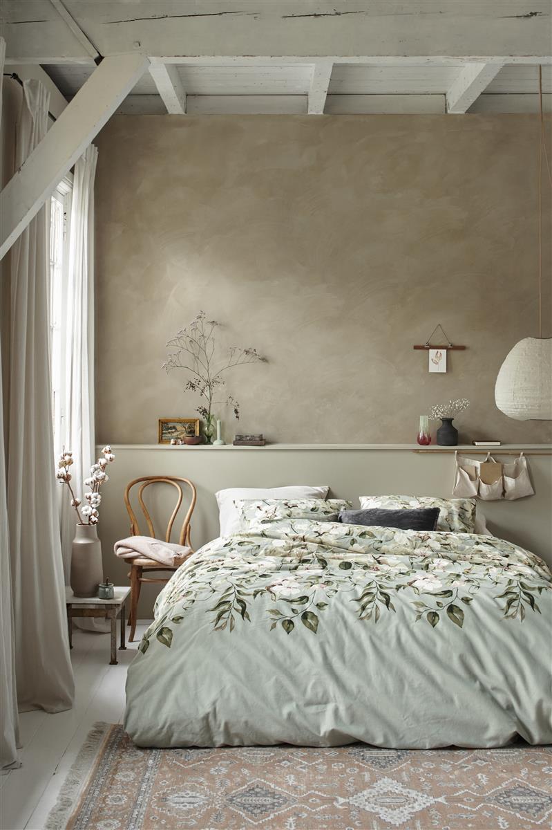 Foto van een Ariadne At Home by Beddinghouse Autumn Blossom Dekbedovertrek - Eenpersoons - 140x200/220 - Licht groen ean nummer: 8719931960254