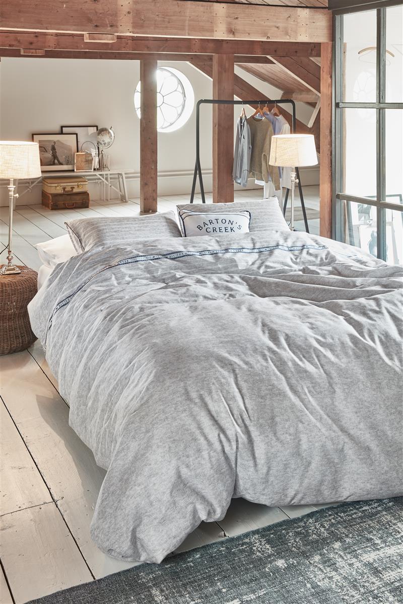 Rivièra Maison Bartons Creek Grey dekbedovertrek grijs NL 1 persoons (140 x 200/220cm)