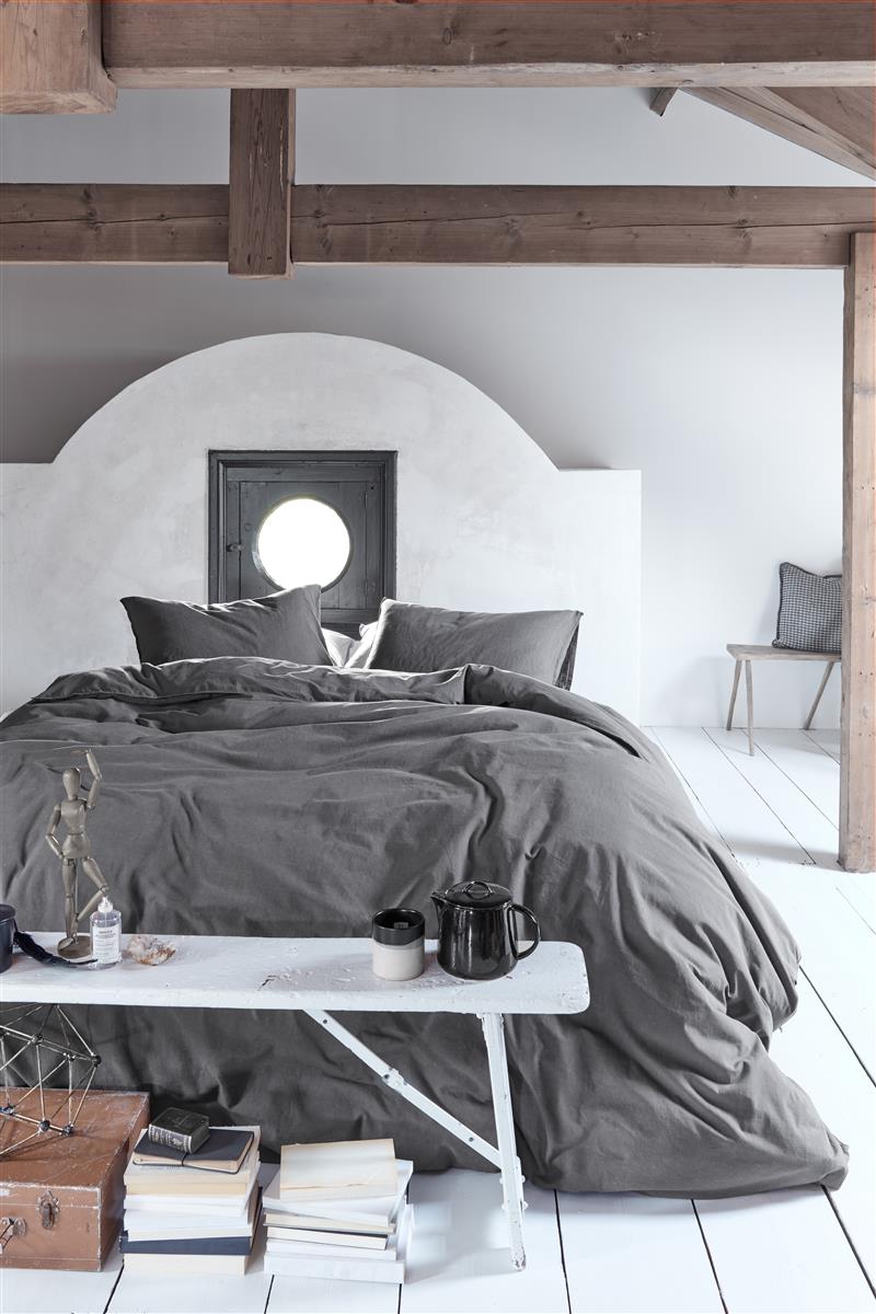 vtwonen Natural Stone Anthracite dekbedovertrek grijs zonder kussensloop - Circular Dreams