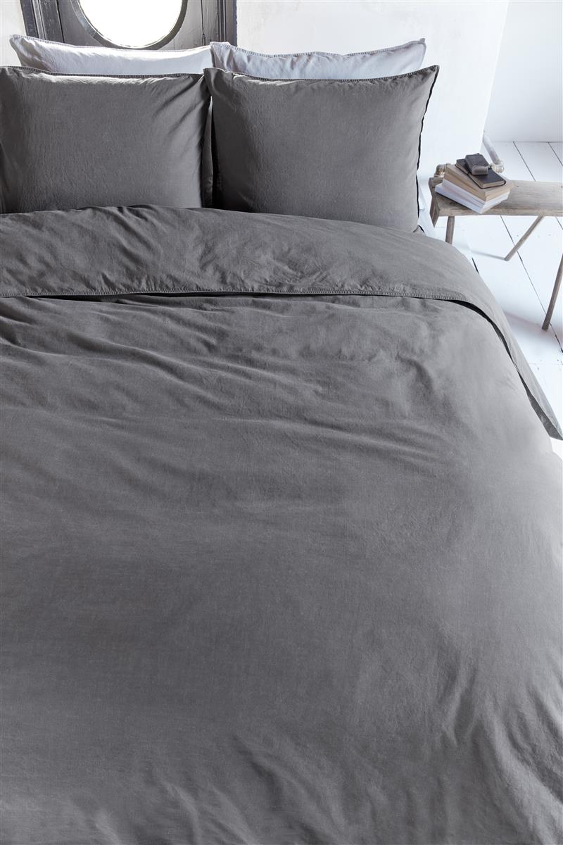 vtwonen Natural Stone Anthracite dekbedovertrek grijs zonder kussensloop - Circular Dreams