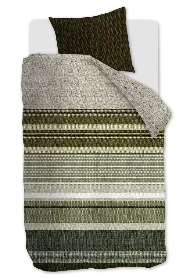 Flanel dekbedovertrek Arvin Olive Green - 30% gerecycled katoen, 100% flanel - Circular Dreams