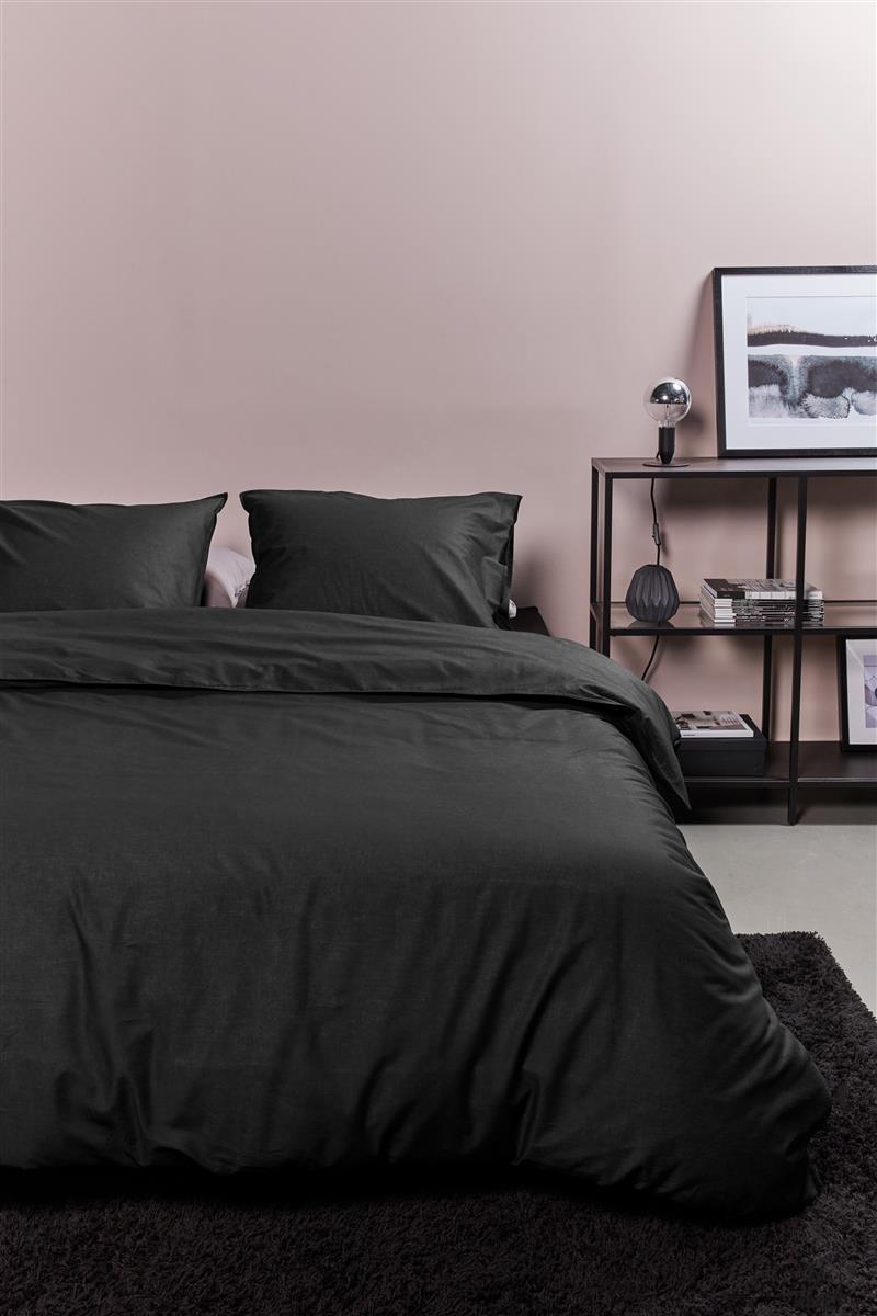 Ambiante Cotton Uni Black dekbedovertrek zwart - Circular Dreams