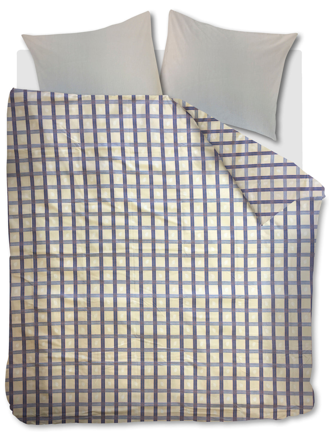 NL Lits-jumeaux (240 x 200/220 cm), Katoen, Open zonder flap (normaal), Geel, , Vintage dekbedovertrek