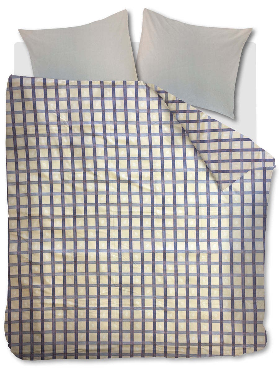 NL Lits-jumeaux (240 x 200/220 cm), Katoen, Open zonder flap (normaal), Geel, , Vintage dekbedovertrek