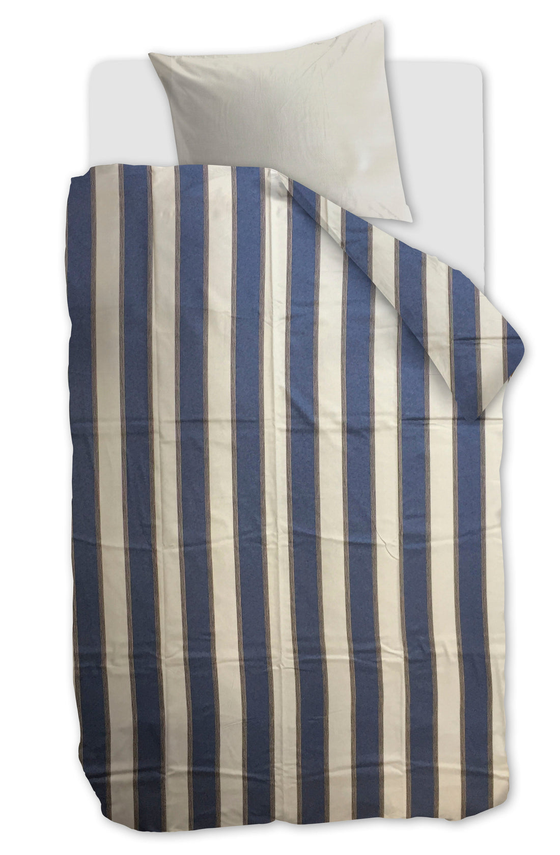 NL 1 persoons (140 x 200/220cm), Katoen Satijn, Open zonder flap (normaal), Blauw, , Vintage dekbedovertrek